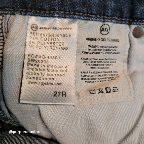 AG Adriano Goldschmied 27 R Prima Cigarette Crop Mid Rise Dark Wash Raw Hem - Picture 6 of 12